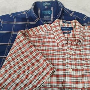Bundle Lot 2 Towncraft Wrinkle Free Short Sleeve Men XL Tall XLT Button Shirt J